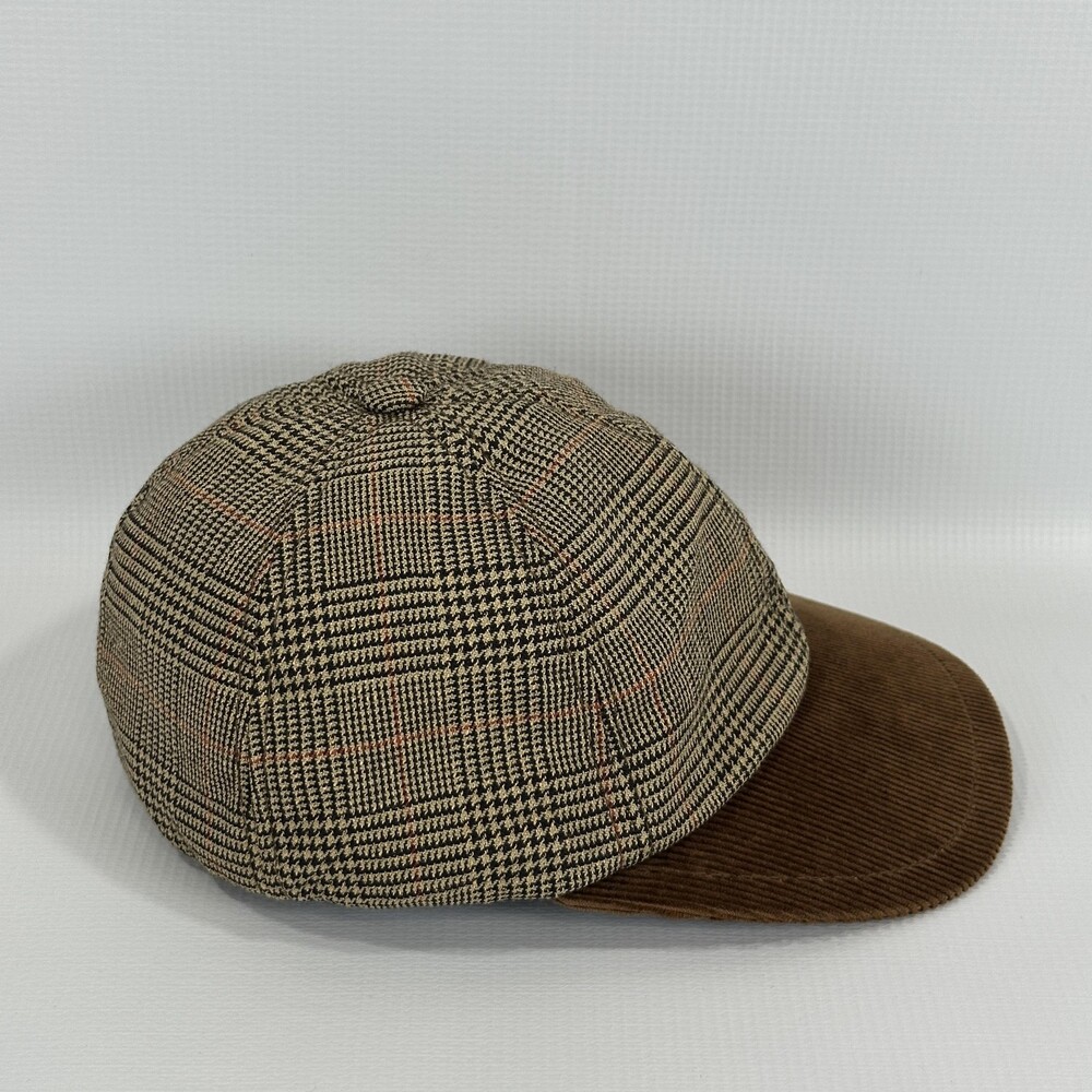Seasons By Delmod Hat Cap Newsboy Womens Size 8 Brown Plaid Tweed Corduroy